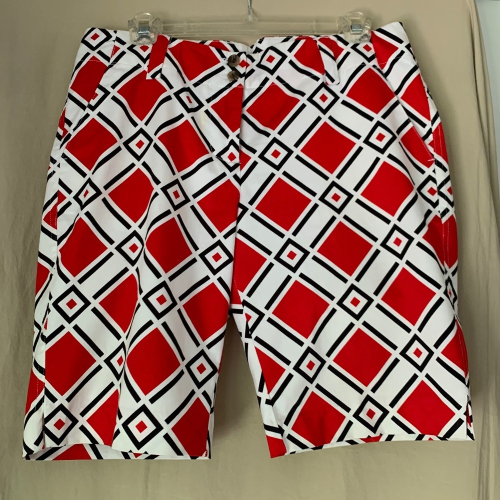 Loudmouth Golf women's Bermuda Golf shorts in "Danger" print